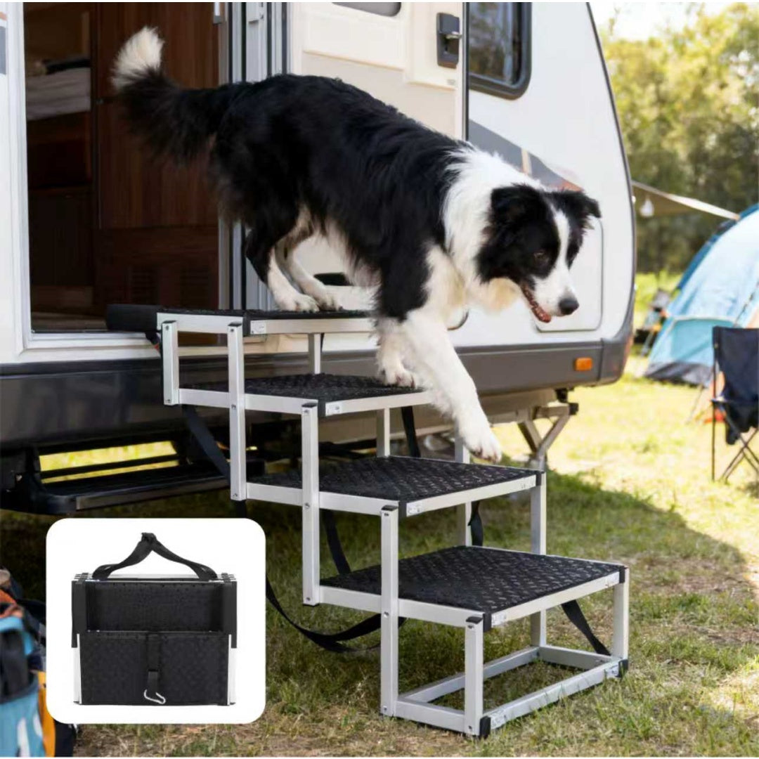 Rampe pliable pour chiens pour voitures, SUV, camions, escaliers portables pour chiens de grande taille avec surface antidérapante, conception renforcée, légère mais robuste, supporte jusqu'à 113 kg