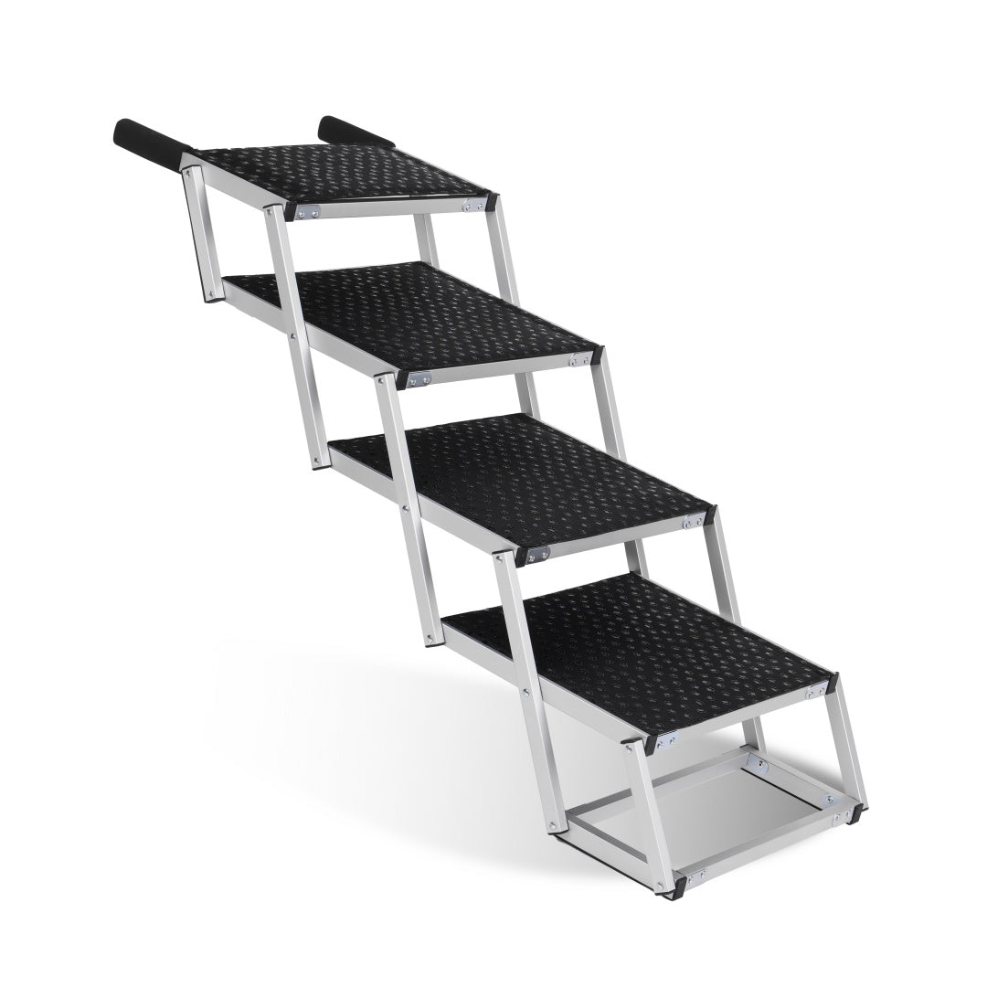 Rampe pliable pour chiens pour voitures, SUV, camions, escaliers portables pour chiens de grande taille avec surface antidérapante, conception renforcée, légère mais robuste, supporte jusqu'à 113 kg