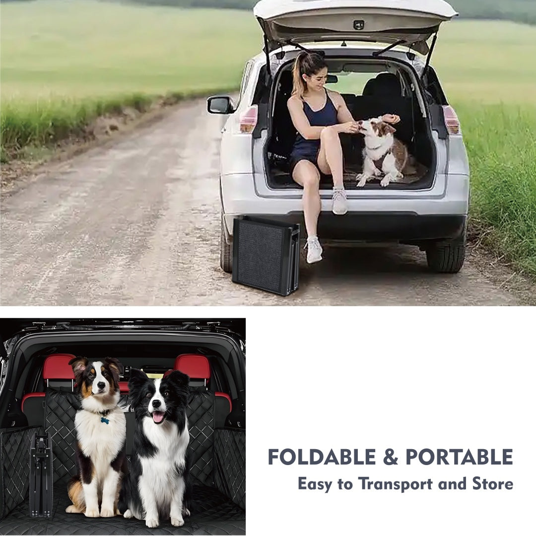 Dog Ramp For Car 65x17 Large Folding Pet Stair Ramps For Truck, SUV, With Non-Slip Surface, Up To 250LBS, Outdoor Dog Car Ramp For Medium Large Dogs, Portable Pet Steps