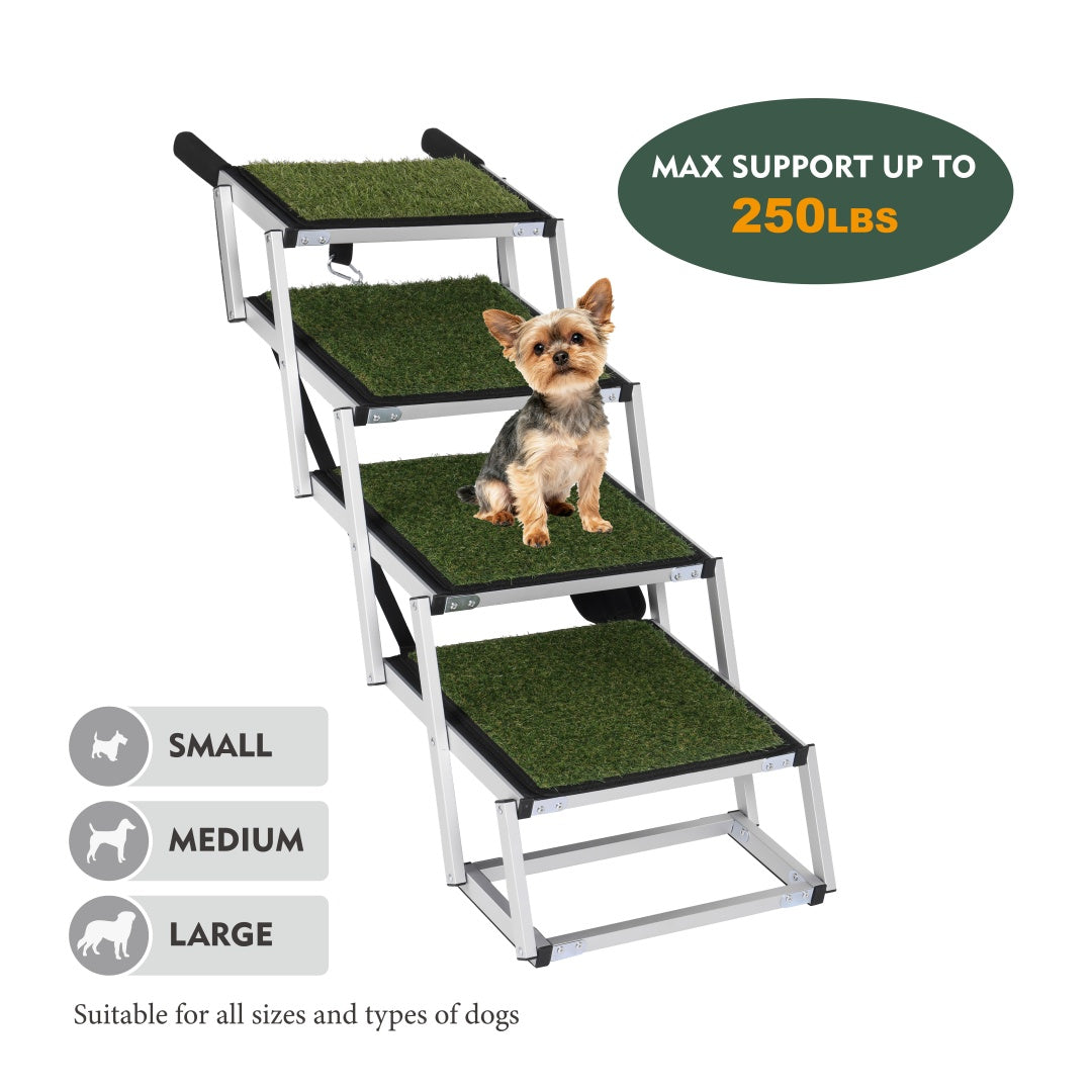 Rampe pliable pour chiens pour voitures, SUV, camions, escaliers portables pour chiens de grande taille avec surface antidérapante, conception renforcée, légère mais robuste, supporte jusqu'à 113 kg
