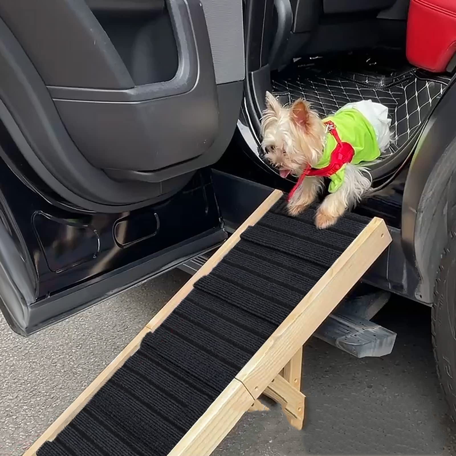 Escalier en bois réglable pour animaux de compagnie pliable et portable, rampe antidérapante